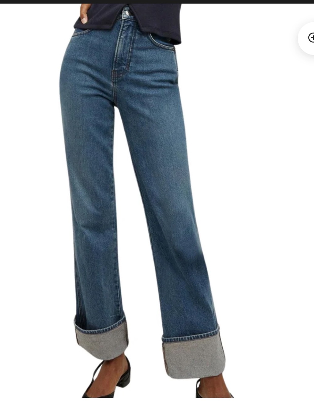 Veronica Beard Women’s Dylan SZ 27 Relaxed Straight Blue Denim Jeans Cuffed Hems